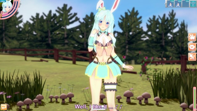 【3D】可爱的兔女郎在草地上玩耍